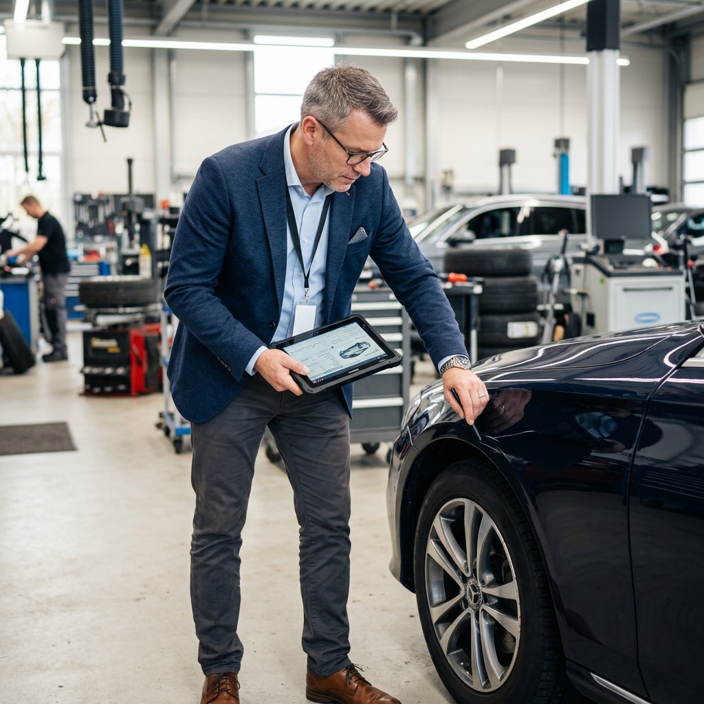 Gutachter bei der Fahrzeugbewertung